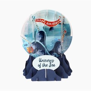 Pop-Up Snow Globe HAPPY BIRTHDAY Greeting Card Narwhals - EG049